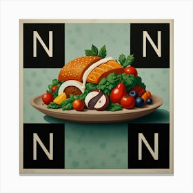 Default The Food Alphabet N Art Print 3 Canvas Print