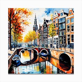 Amsterdam Canal Painting Canvas Print