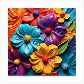 Abstract Colorful Flowers Canvas Print