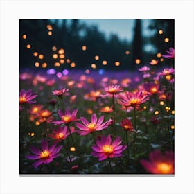 Dahlias At Night Canvas Print