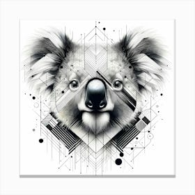 Koala Bear Head - Abstract Line Art Illustration 132 Canvas Print