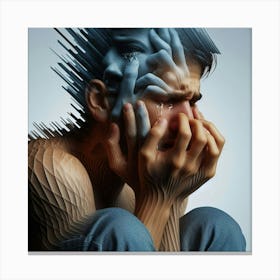 Man With A Broken Face Canvas Print