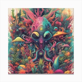 Imagination, Trippy, Synesthesia, Ultraneonenergypunk, Unique Alien Creatures With Faces That Looks (21) Canvas Print