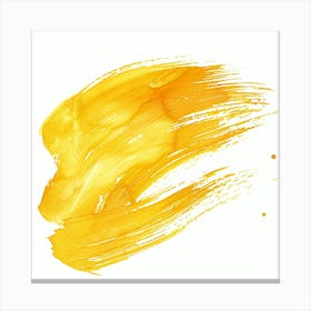 Yellow Paint Brush Stroke On White Background Canvas Print