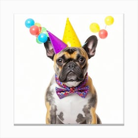 French Bulldog With Party Hat Canvas Print