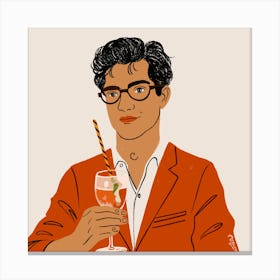 Red Martini Man - Cocktail 1 Canvas Print