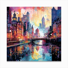 Cityscape At Dusk Canvas Print