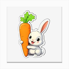 Bunny Holding Carrot Canvas Print