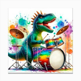 Dinosaur Drumming Canvas Print