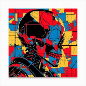 Skull In Red And Blue Canvas Print