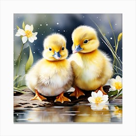 Pair of ducklings Canvas Print