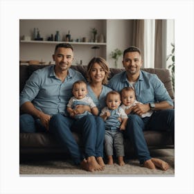 Photo Happy Family Of Father Mother And B 3 Canvas Print