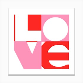 Typographic Love pink and red Canvas Print