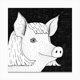 Pig In A Wig Square Canvas Print