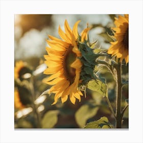 A Blooming Sunflower Blossom Tree With Petals Gently Falling In The Breeze 2 Canvas Print