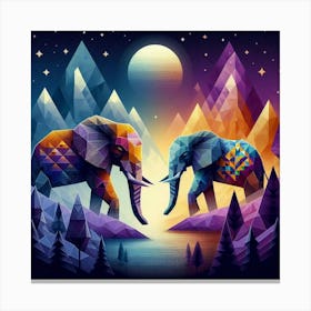 The Cosmic Companions Elephants Canvas Print