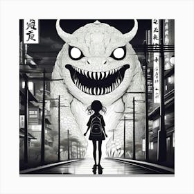 Black and White Monster Canvas Print