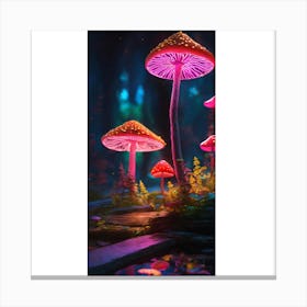 Mushrooms In The Forest 1 Canvas Print