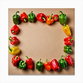 Peppers In A Frame 3 Canvas Print
