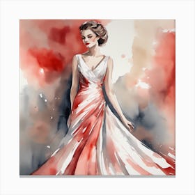 Watercolor Of A Woman In A Dress 3 Canvas Print