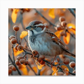 Sparrow In Autumn 1 Canvas Print