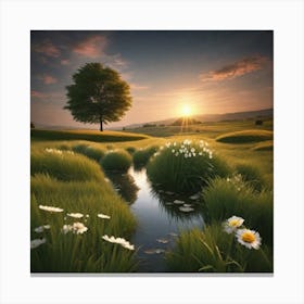 Sunset In The Meadow 5 Canvas Print