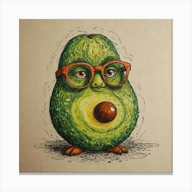 Avocado With Glasses 1 Canvas Print