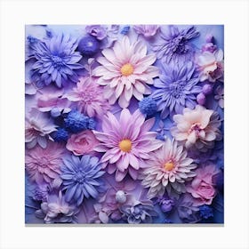 Flowers On A Blue Background Canvas Print