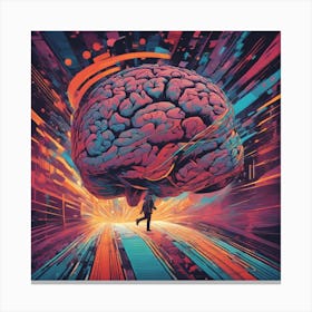 Brain Is Walking Down A Long Path, In The Style Of Bold And Colorful Graphic Design, David , Rainbow (2) Canvas Print