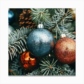 Christmas Ornaments On A Christmas Tree 1 Canvas Print