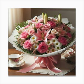 Bouquet Of Pink Roses Canvas Print