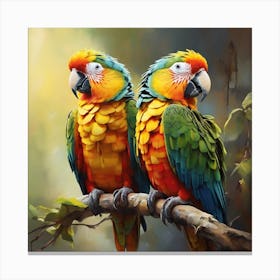 Leonardo Diffusion Xl A Colorful Painting Of Two Parrots Sitti 1 Canvas Print