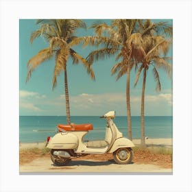 Vespa On The Beach Canvas Print