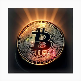 Bitcoin On A Black Background Canvas Print