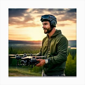 Man Park Drone Flying Control Technology Pilot Remote Quadcopter Aerial Outdoor Leisure (1) Canvas Print