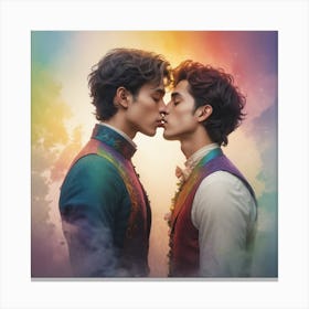 Kissing Gay Couple Canvas Print