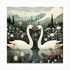 Bird In Nature Swan 4 Canvas Print