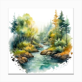 Watercolor Forest Landscape 2 Canvas Print