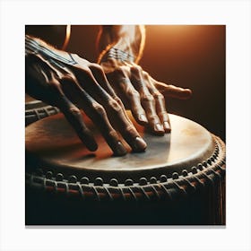 Closeu on hamds drumming Canvas Print