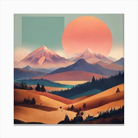 Boho Art Minimalist Landscape Mountains (29) Canvas Print