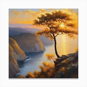 Lone Tree At Sunset 2 Canvas Print