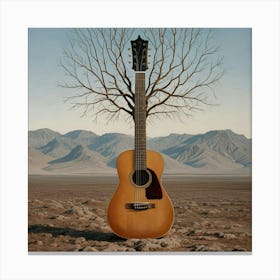 Acoustic Guitar In The Desert Canvas Print