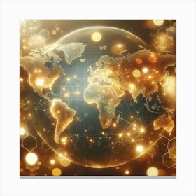 Golden World Globe Canvas Print