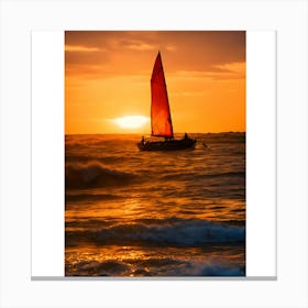 Sailboat At Sunset 2 Canvas Print