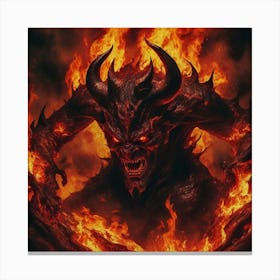Demon In Flames 1 Canvas Print