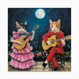 Siesta Cats Serenade Nightly Print Art Serenade Cat Lovers With Our Siesta Cats Serenade Nightly Print Art! Envision Cats In Bowties And Evening Gowns, Creating A Charming And Humorous Atmosphe Canvas Print