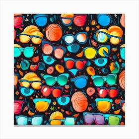 Seamless Pattern With Sunglasses Canvas Print