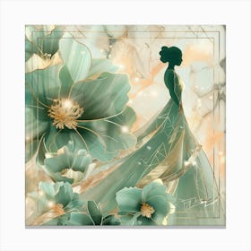 Lady In Green Dress Canvas Print