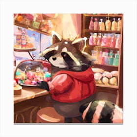 Raccoon looking for snacks Canvas Print