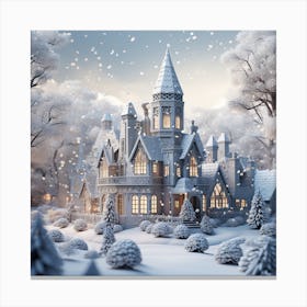 Christmas Castle In The Snow Canvas Print